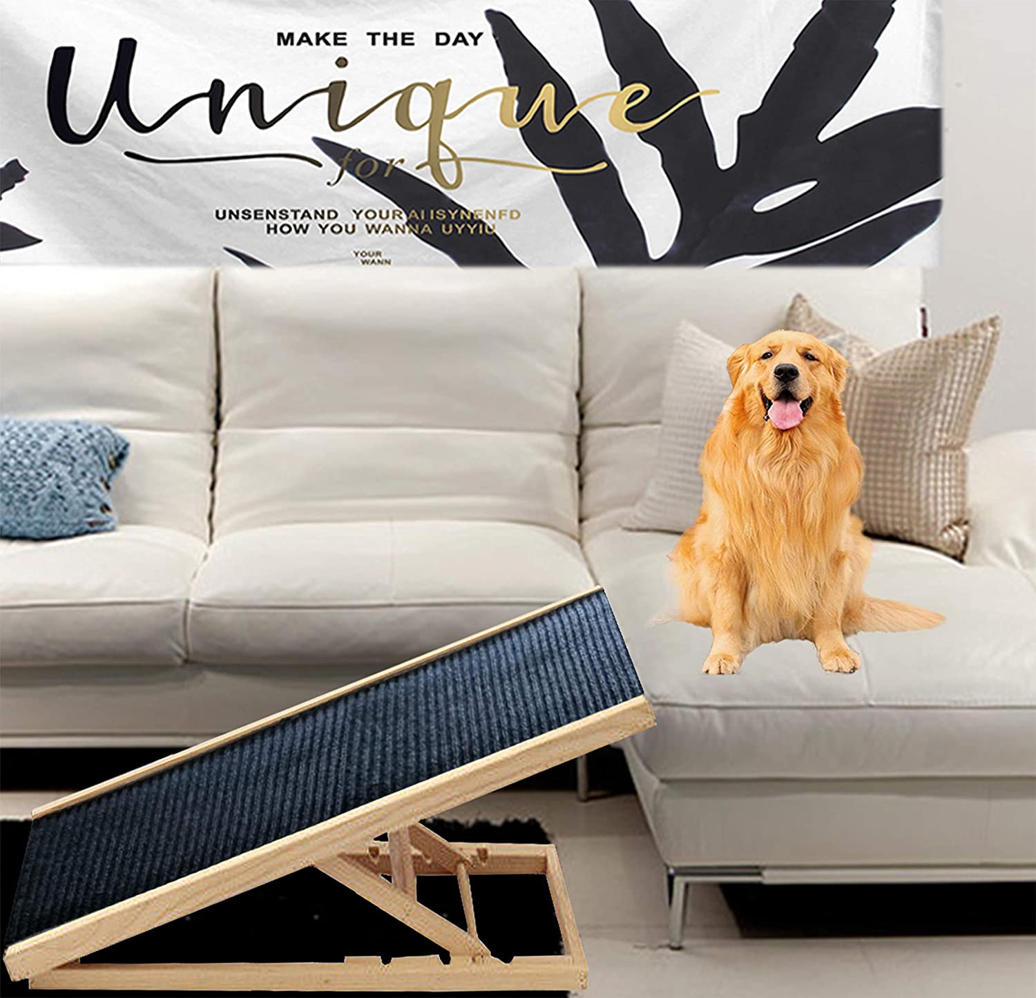 Dog Ramp Pet Ramp Adjustable Heights Portable Dogs Stairs NonSlip