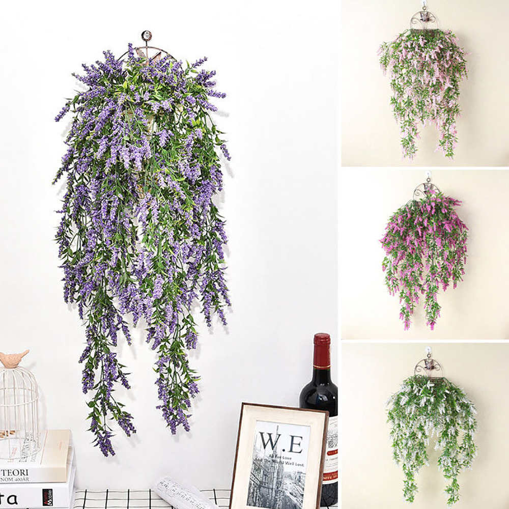 1pc Artificial Hanging Lavender Vine Flower Rattan Garden Home Fake ...