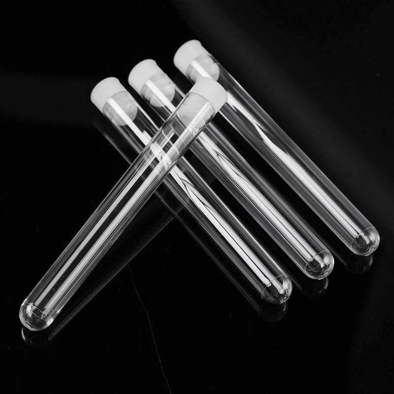 50pcs 12x100mm Clear Plastic Test Tube Vials with Push Caps Lab
