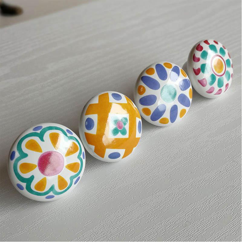 1x Round Ceramic Drawer Knobs Cabinet Handle Cupboard Pulls With