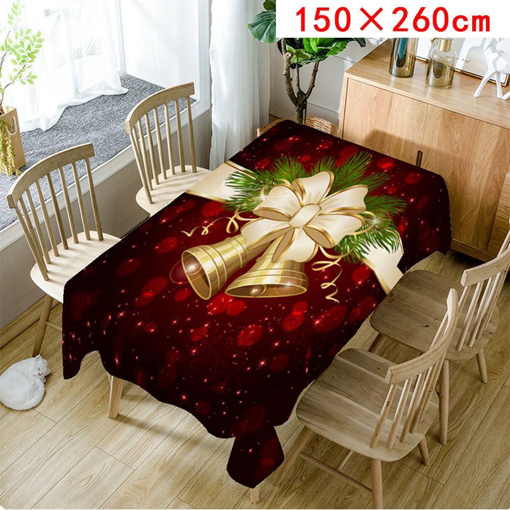 1x Christmas Tablecloth Bell Rectangle Table Cover Holiday Dinner Xmas Decor  eBay