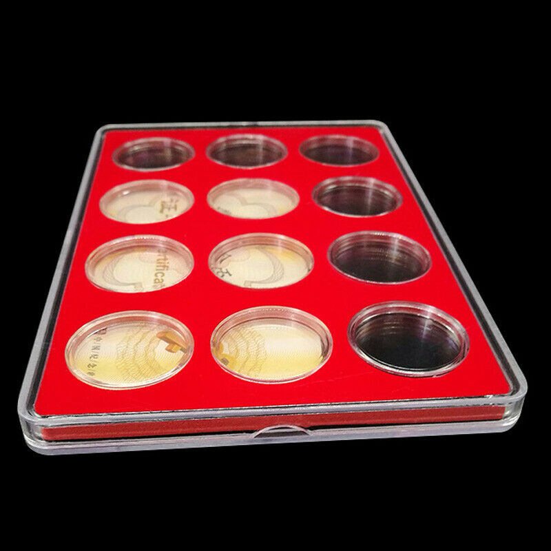 12 Holes Coin Collection Box Protective Display Case Storage Organizer