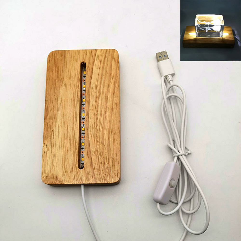 Wooden LED Light Display Base Night Illuminated Support Stand Craft Art