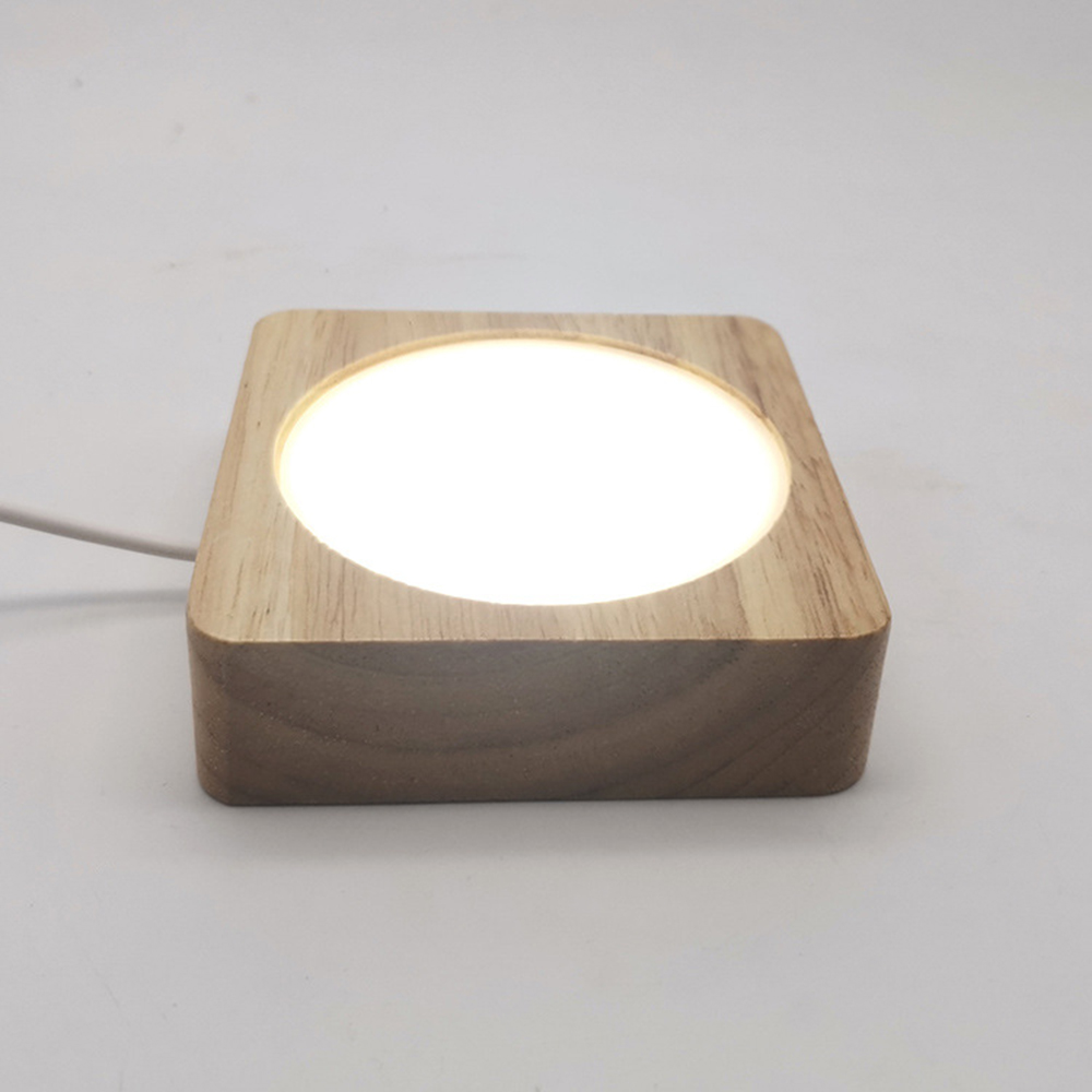 Wooden LED Light Display Base Night Illuminated Support Stand Craft Art