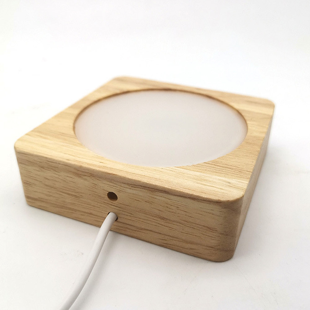 Wooden LED Light Display Base Night Illuminated Support Stand Craft Art