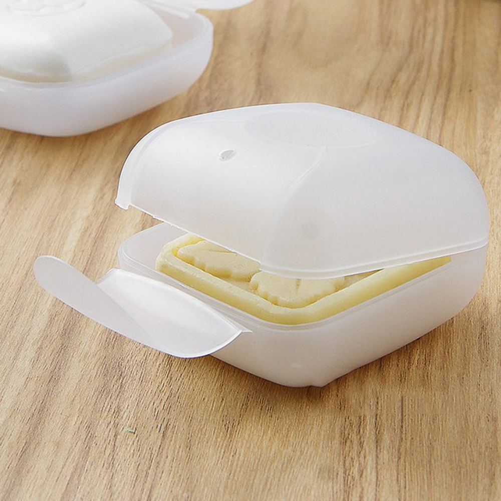 Travel Portable Soap Box Dish Holder With Lid Lock Case Plastic Sealed