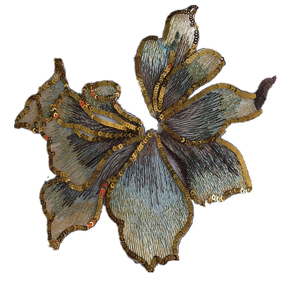 Large Flower Embroidery Patch Sequins Applique DIY Sew on Clothing Dress Decor - Picture 9 of 9