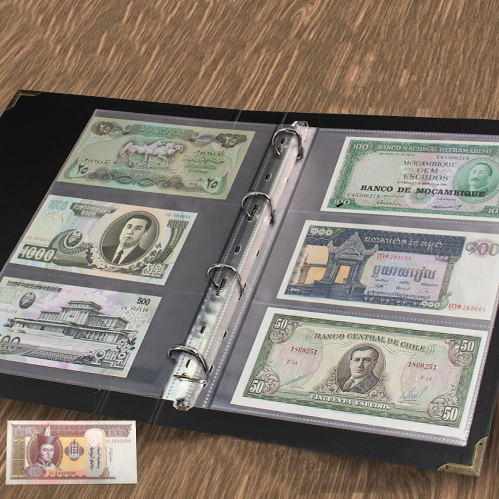 300 Sheets Currency Page Money Banknote Album Folders Looseleaf