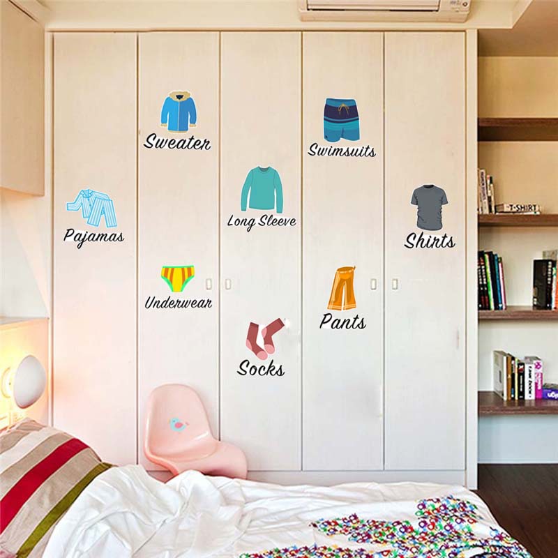 Wardrobe Drawer Stickers Closet Clothing Category Sign Decal Organizer