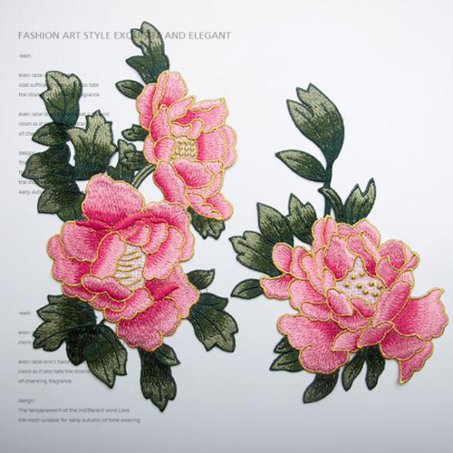 2Pcs Peony Flower Embroidered Patches Cothing Sewing Garment Applique Badge DIY - Picture 7 of 8