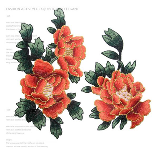 2Pcs Peony Flower Embroidered Patches Cothing Sewing Garment Applique Badge DIY - Picture 8 of 8