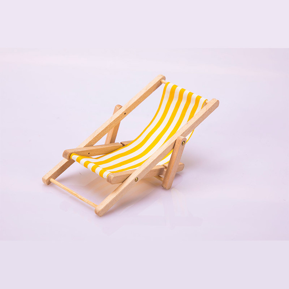 1/12 Dollhouse Miniature Deck Chair Beach Lounge Chair Model Doll Home Ornaments - Picture 7 of 11