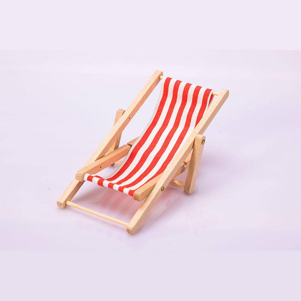 1/12 Dollhouse Miniature Deck Chair Beach Lounge Chair Model Doll Home Ornaments - Picture 8 of 11