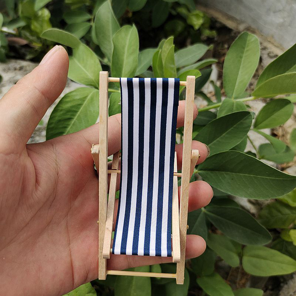 1/12 Dollhouse Miniature Deck Chair Beach Lounge Chair Model Doll Home Ornaments - Picture 11 of 11