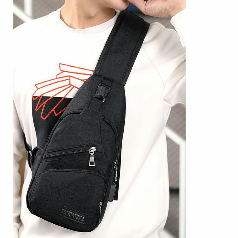 Mens Anti-Theft Sling Bag Crossbody Chest Pack with USB Charging Port For Travel | eBay