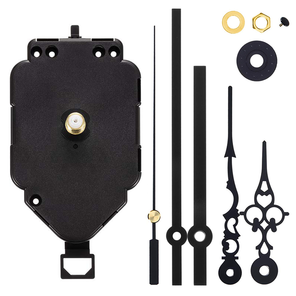 Quartz Pendulum Clock Black Movement DIY Replacement Parts Kit with 2