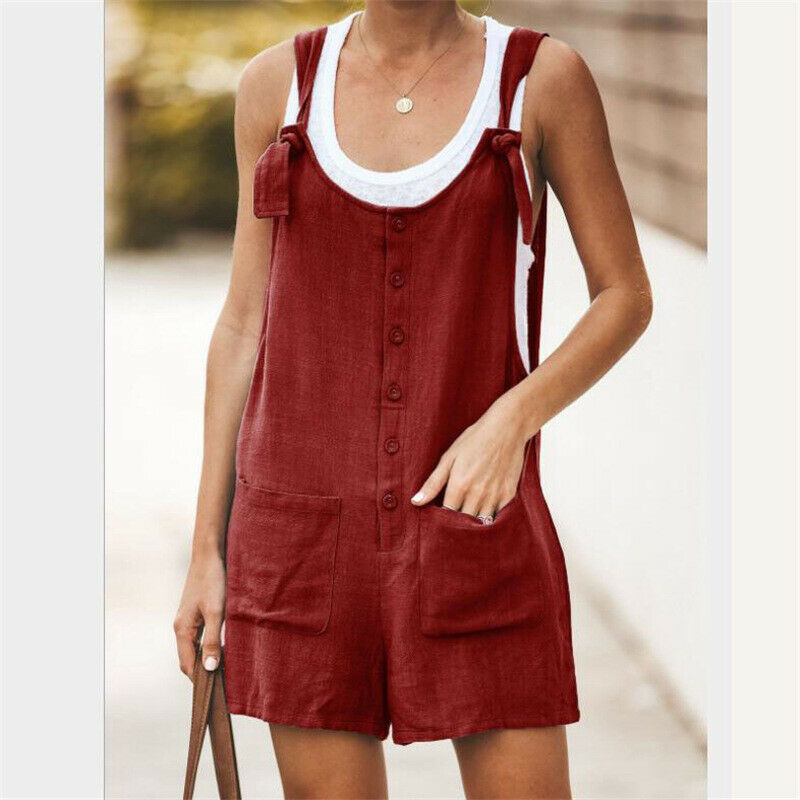 AU Womens Summer Linen Cotton Jumpsuit 