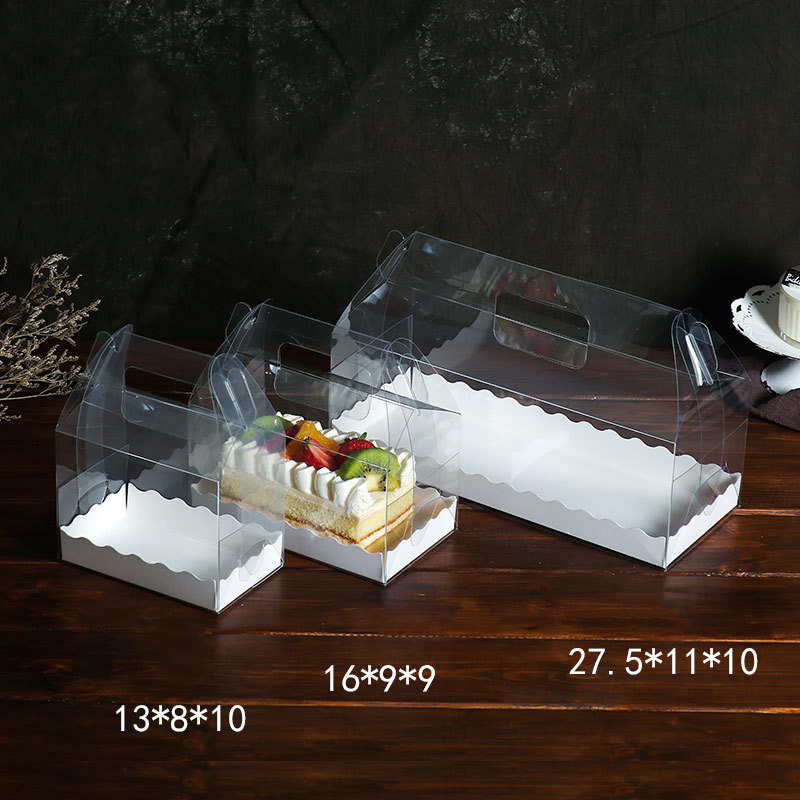 5Pcs Clear Plastic Cake Box Swiss Roll Portable Packaging Towel Gift ...