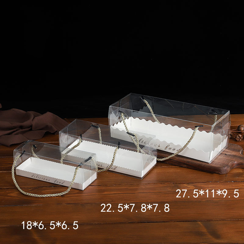 5Pcs Clear Plastic Cake Box Swiss Roll Portable Packaging