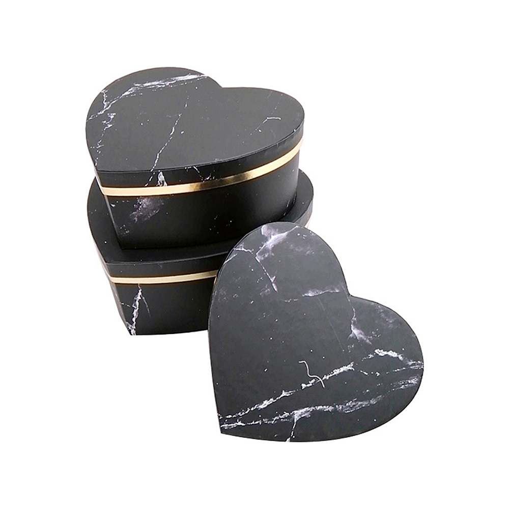3x Heart Shaped Gift Box Candy Marbled Flower Container Packaging Wedding Decor 