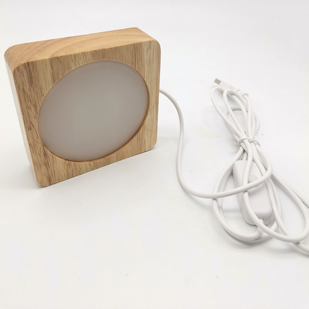 led wood base light