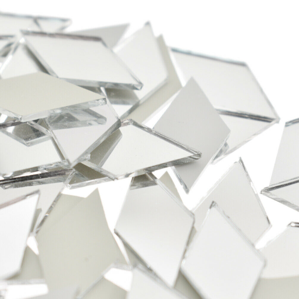 100X Glass Mirror Mosaic Tiles Bulk Diamond Shape Decal Home Decor Crafts DIY - Picture 3 of 11
