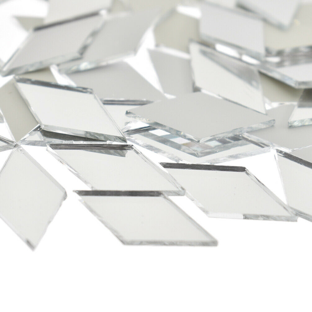 100X Glass Mirror Mosaic Tiles Bulk Diamond Shape Decal Home Decor Crafts DIY - Picture 6 of 11
