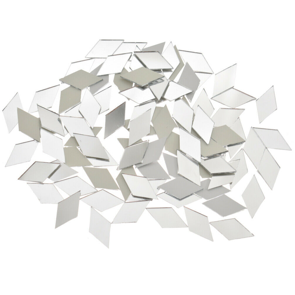 100X Glass Mirror Mosaic Tiles Bulk Diamond Shape Decal Home Decor Crafts DIY - Picture 7 of 11