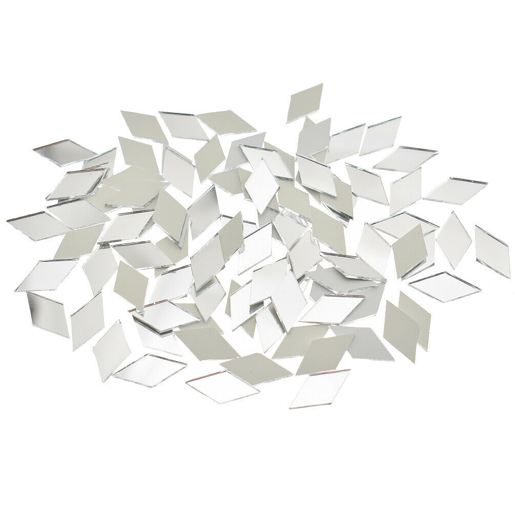 100X Glass Mirror Mosaic Tiles Bulk Diamond Shape Decal Home Decor Crafts DIY - Picture 10 of 11