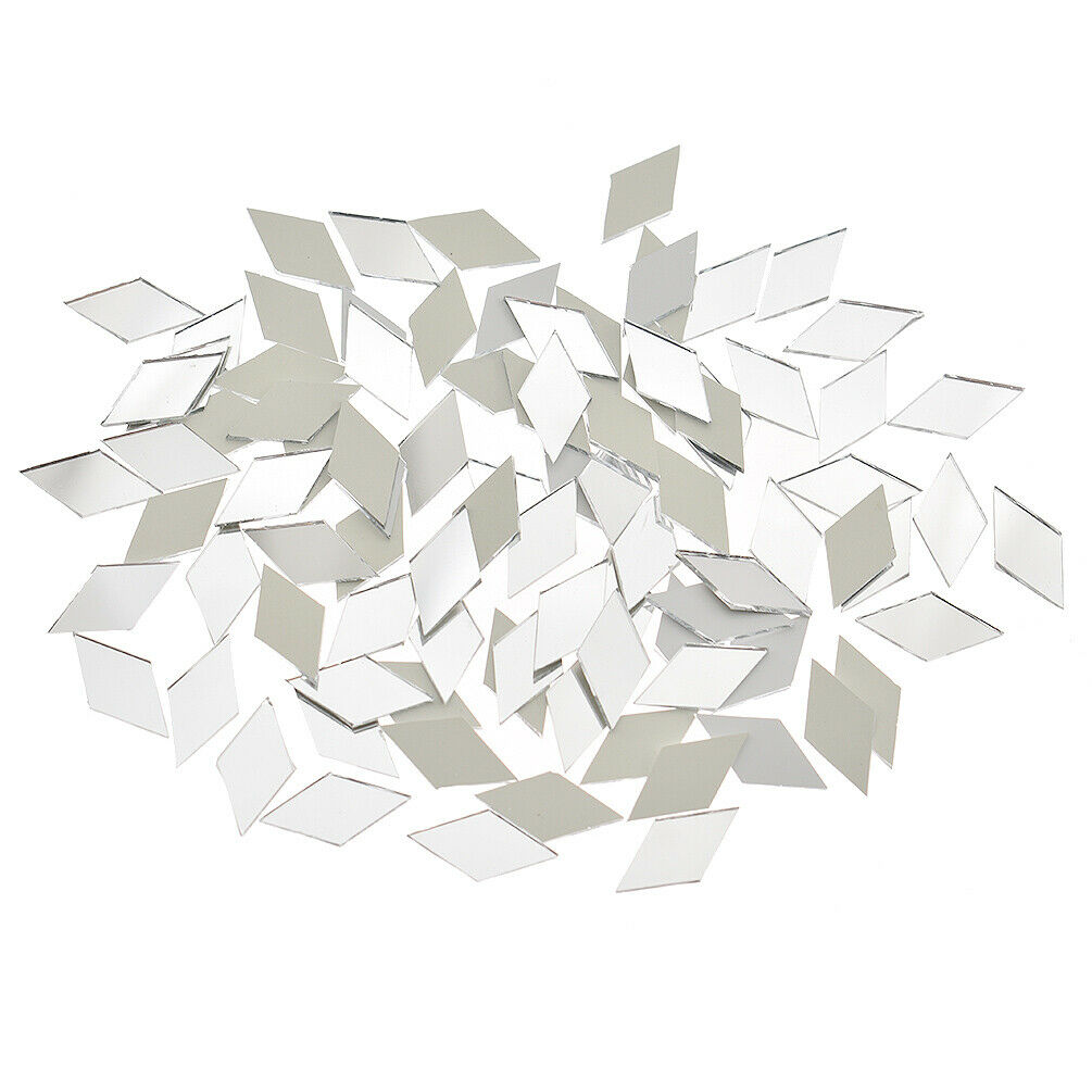 100X Glass Mirror Mosaic Tiles Bulk Diamond Shape Decal Home Decor Crafts DIY - Picture 11 of 11