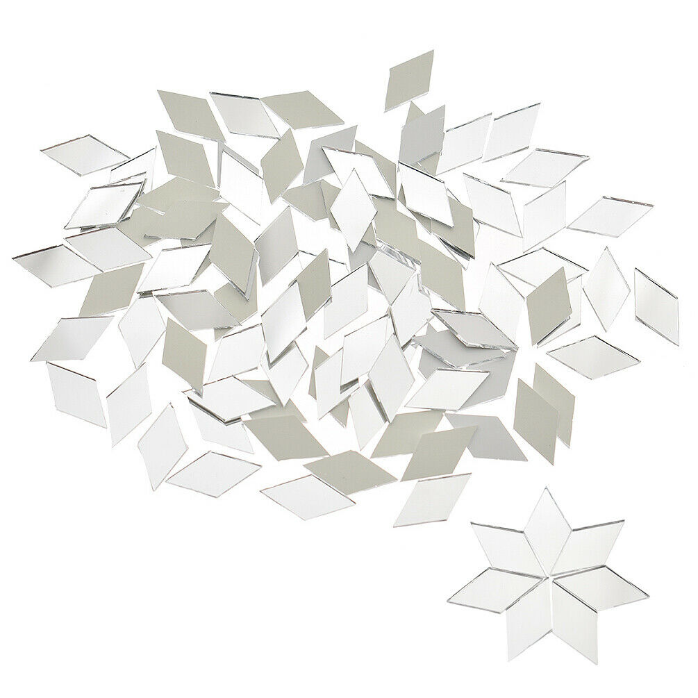 100X Glass Mirror Mosaic Tiles Bulk Diamond Shape Decal Home Decor Crafts DIY - Picture 1 of 11