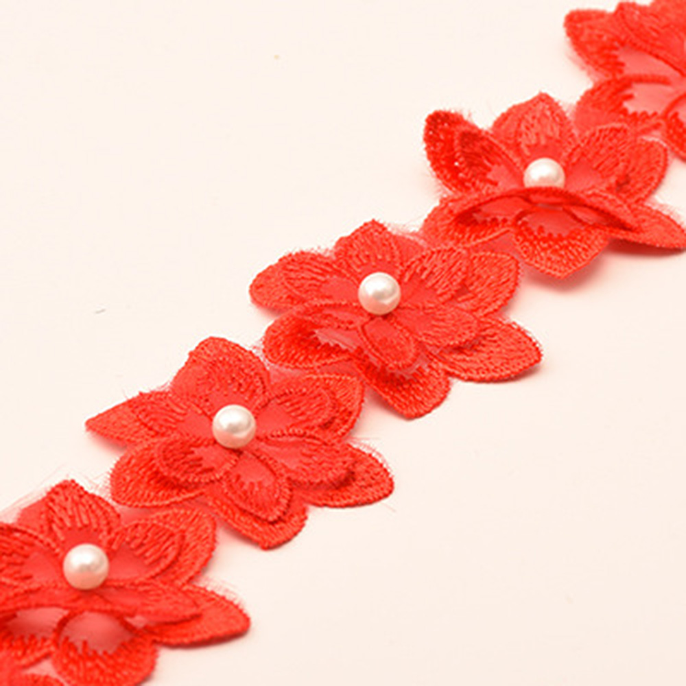 1Yard Flower Lace Trim Beaded Ribbon Embroidered Edge Sewing Wedding Decor DIY - Picture 13 of 25
