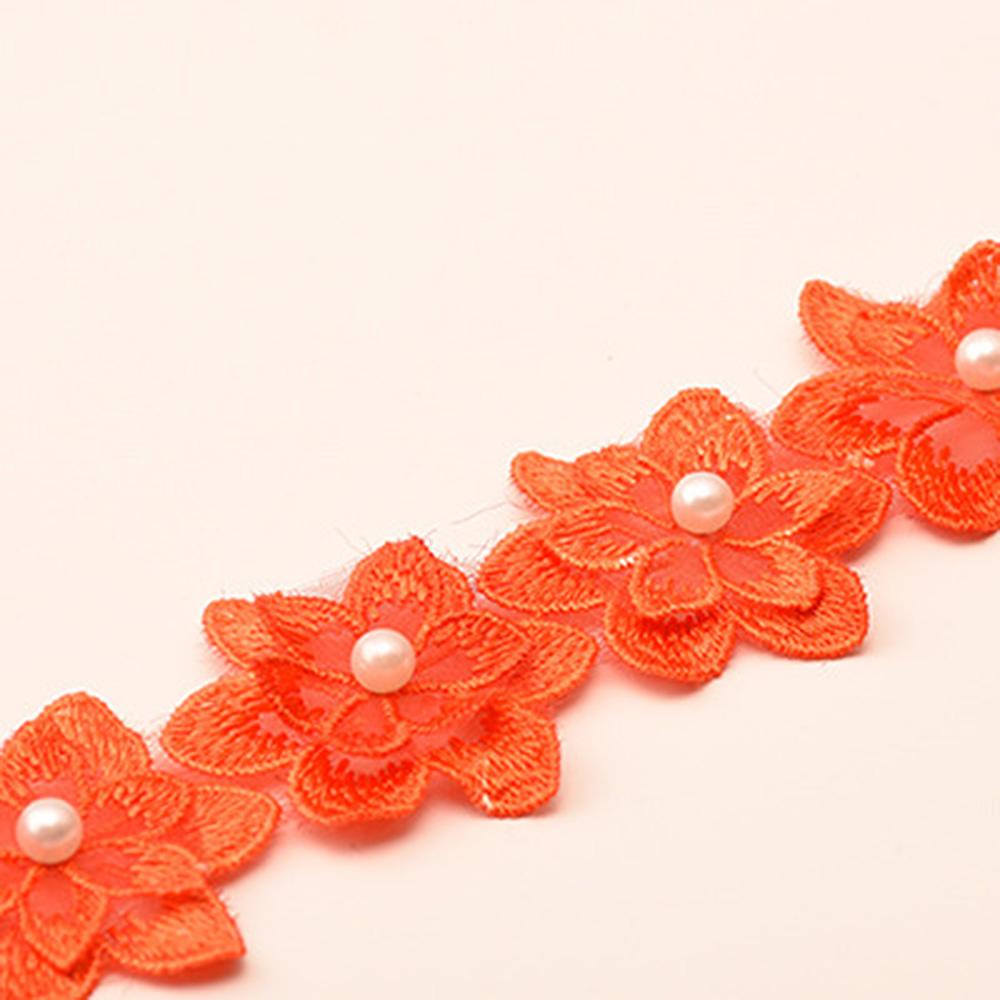 1Yard Flower Lace Trim Beaded Ribbon Embroidered Edge Sewing Wedding Decor DIY - Picture 15 of 25