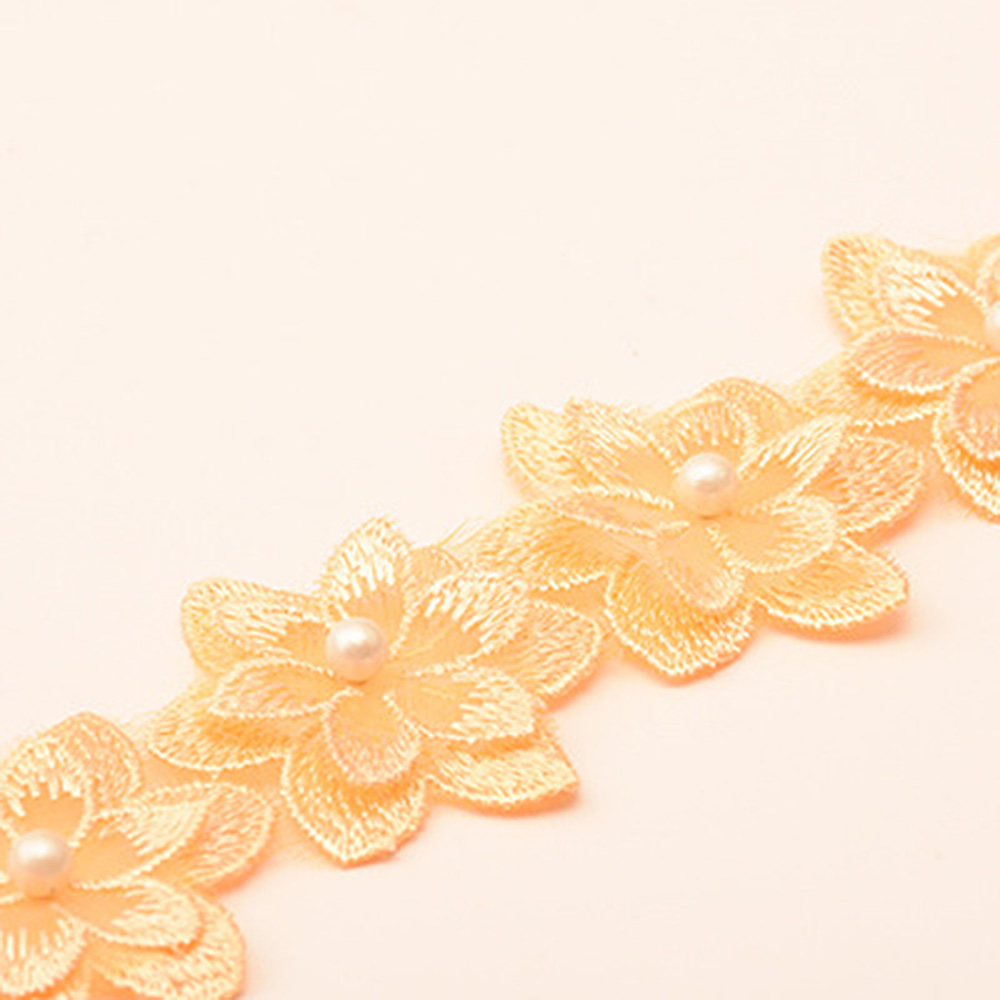 1Yard Flower Lace Trim Beaded Ribbon Embroidered Edge Sewing Wedding Decor DIY - Picture 18 of 25
