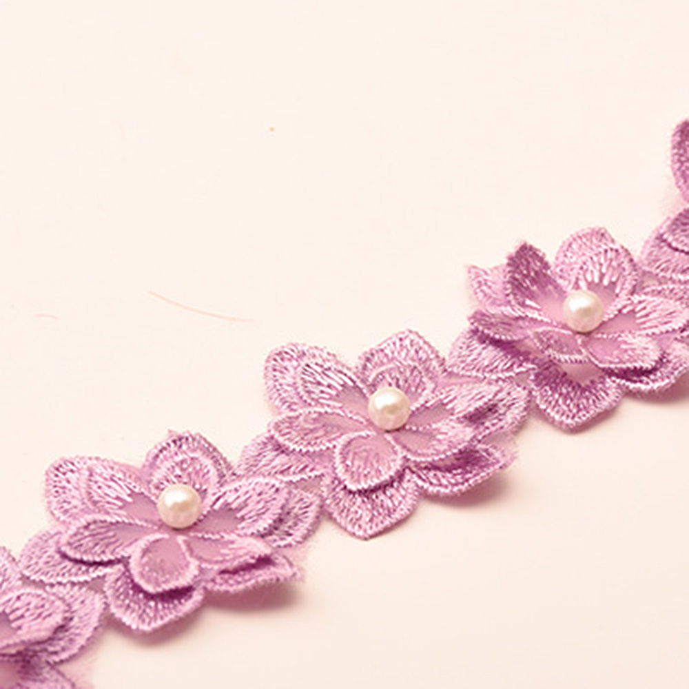 1Yard Flower Lace Trim Beaded Ribbon Embroidered Edge Sewing Wedding Decor DIY - Picture 19 of 25