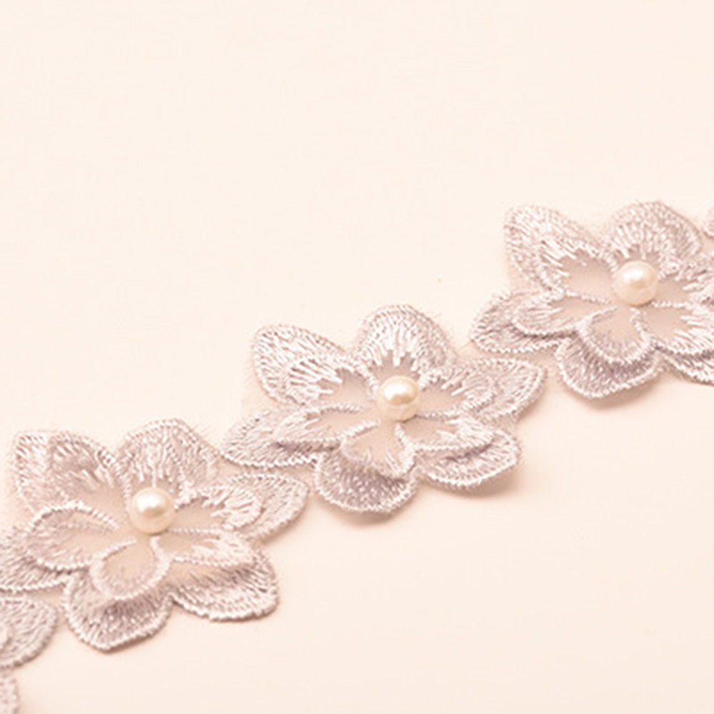 1Yard Flower Lace Trim Beaded Ribbon Embroidered Edge Sewing Wedding Decor DIY - Picture 20 of 25