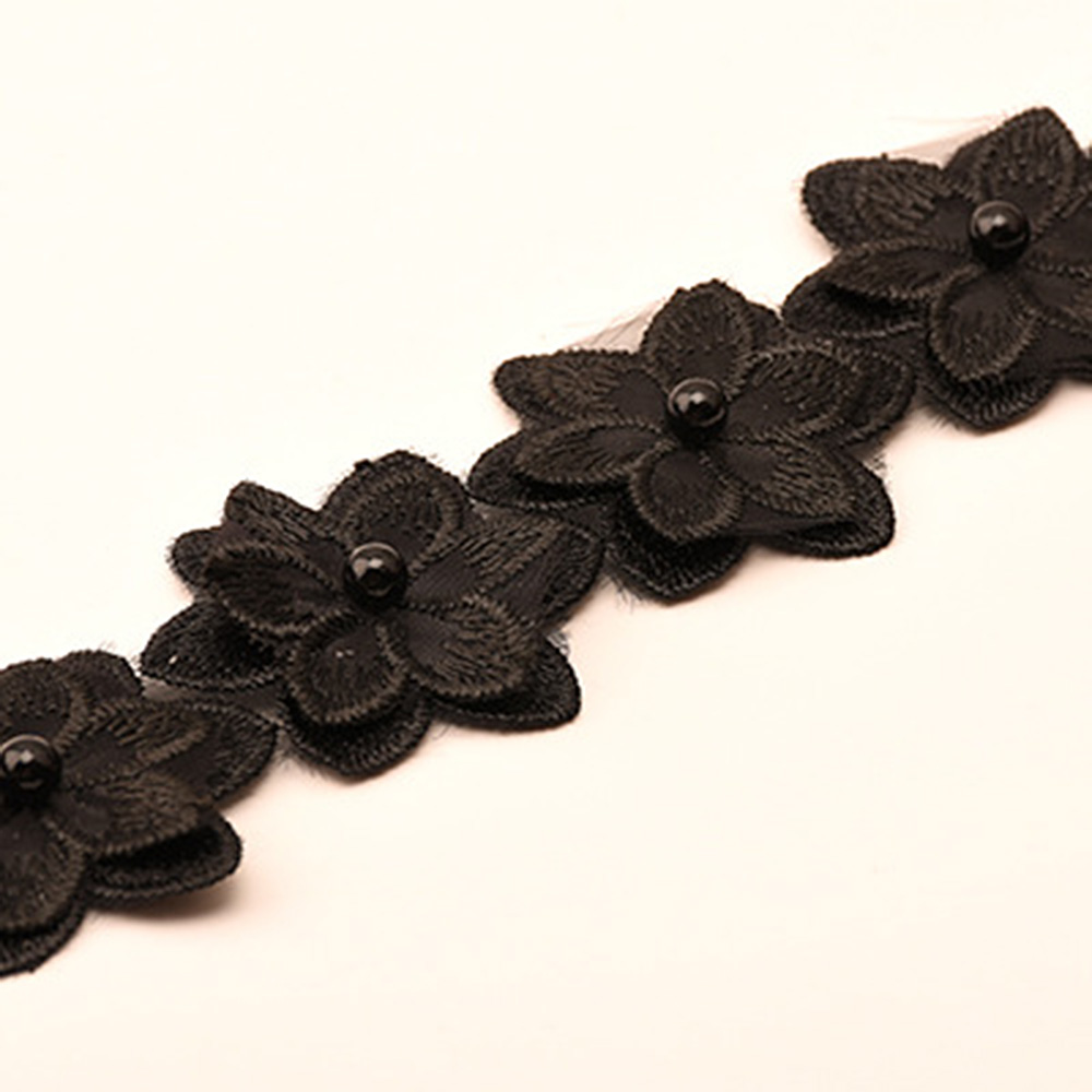 1Yard Flower Lace Trim Beaded Ribbon Embroidered Edge Sewing Wedding Decor DIY - Picture 22 of 25