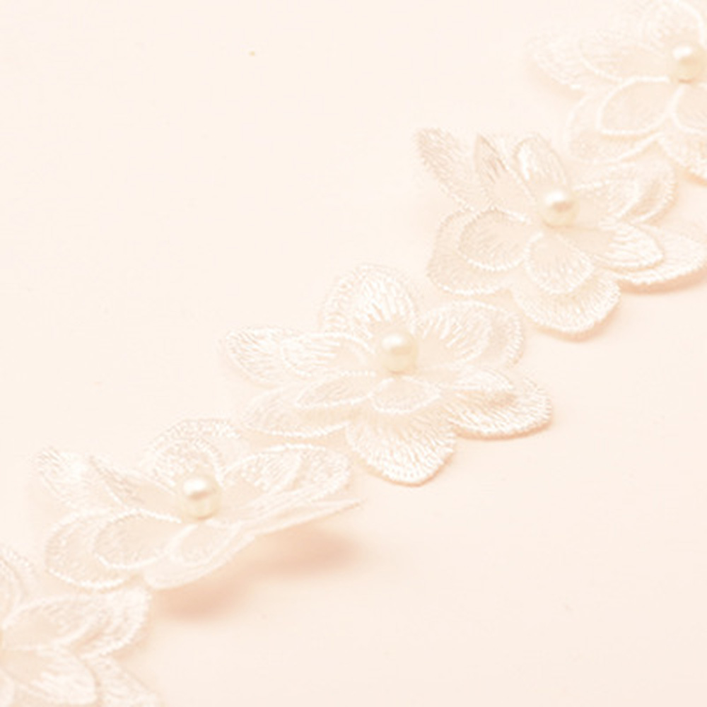 1Yard Flower Lace Trim Beaded Ribbon Embroidered Edge Sewing Wedding Decor DIY - Picture 23 of 25
