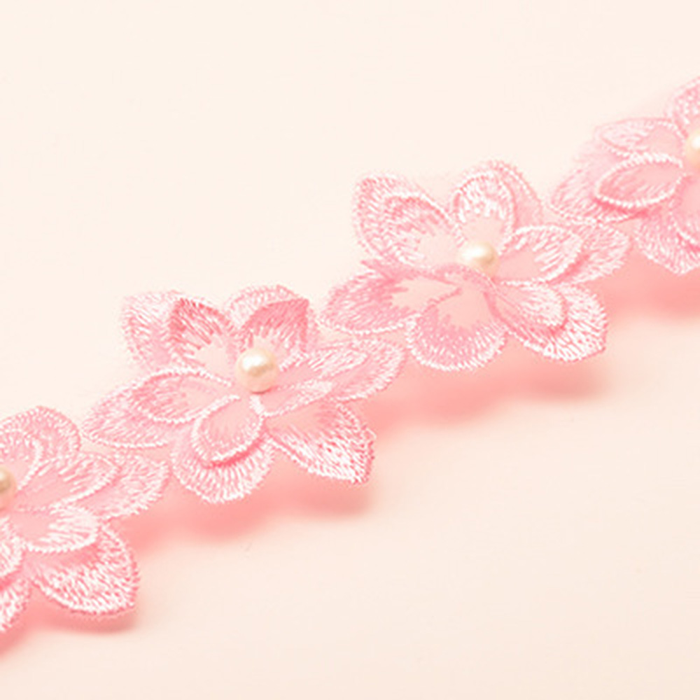 1Yard Flower Lace Trim Beaded Ribbon Embroidered Edge Sewing Wedding Decor DIY - Picture 24 of 25