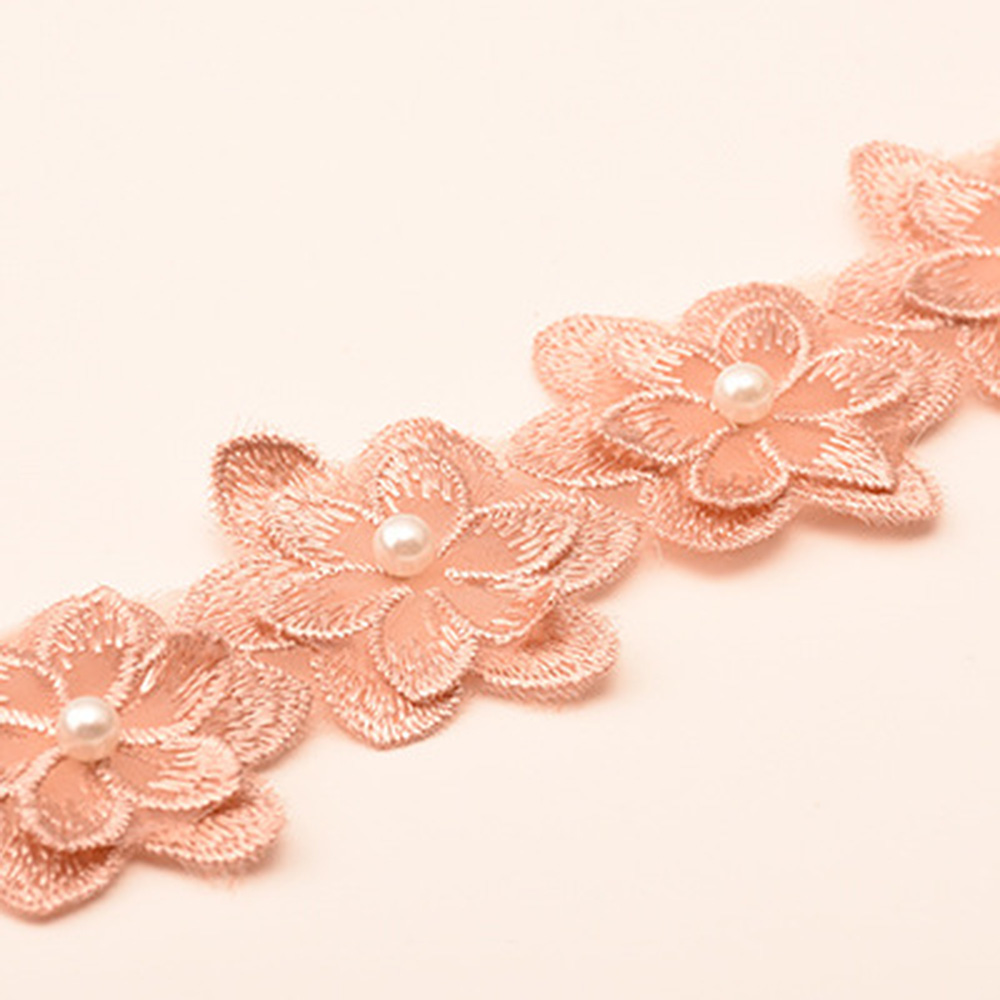 1Yard Flower Lace Trim Beaded Ribbon Embroidered Edge Sewing Wedding Decor DIY - Picture 25 of 25