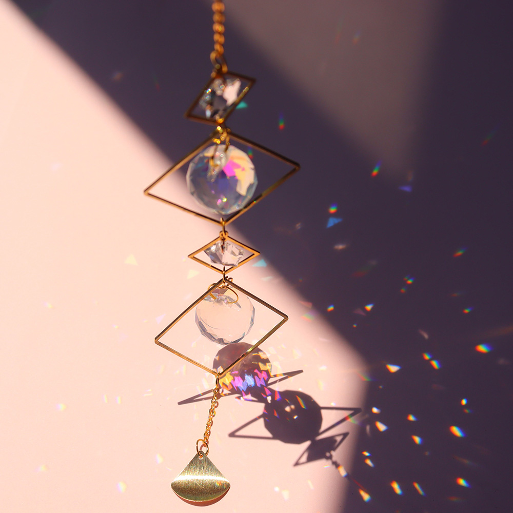 Sun Catcher Rainbow Prism Moon Crystal Stained Glass Suncatcher Healing  Crystals Stone Suncatchers Garden Home Moon Ornaments