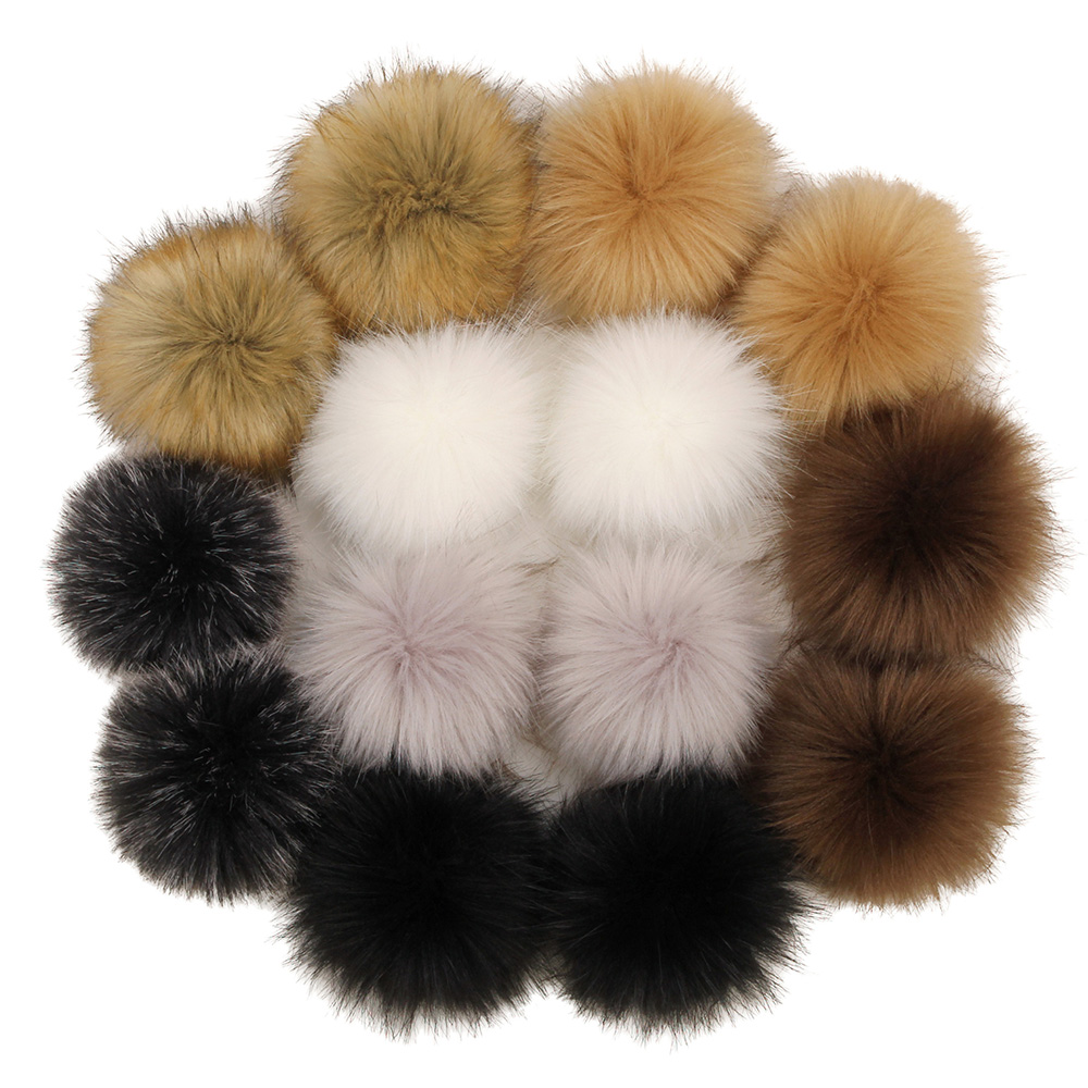 8 Pcs Faux Fur Pom Pom Balls,White/Khaki Faux Fur Fluffy Pompoms Ball with Elastic Loop,Removable DIY Fur Pom Poms for Knitting Hats Scarves Gloves Shoes Bags Keychains Accessories Khaki 