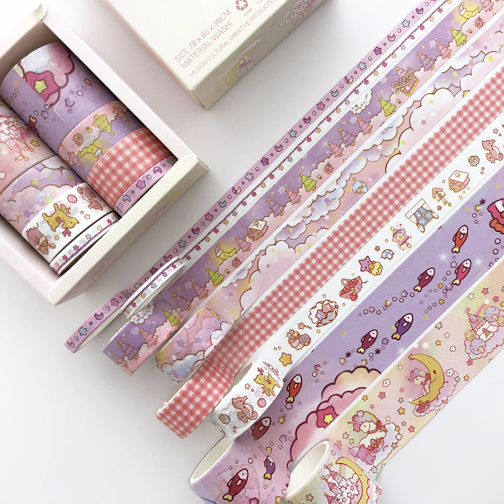 8Pcs Washi Tape Set Masking Cute Stickers Journal Stationery DIY Diary Supplies