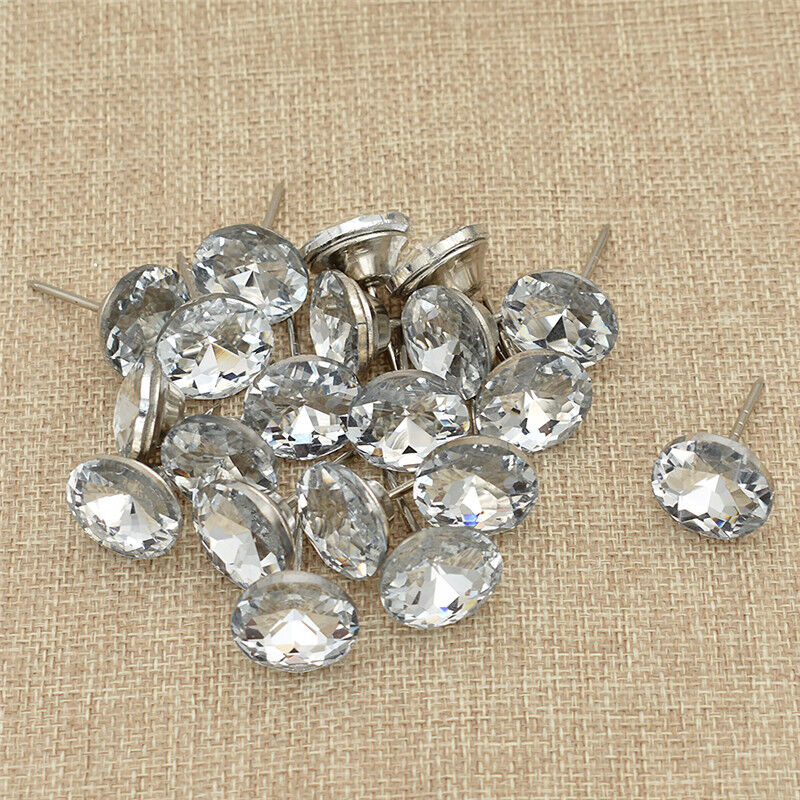 20x Diamond Pattern Crystal Studs Upholstery Nails Button Tacks Pins Wall Button - Picture 11 of 12