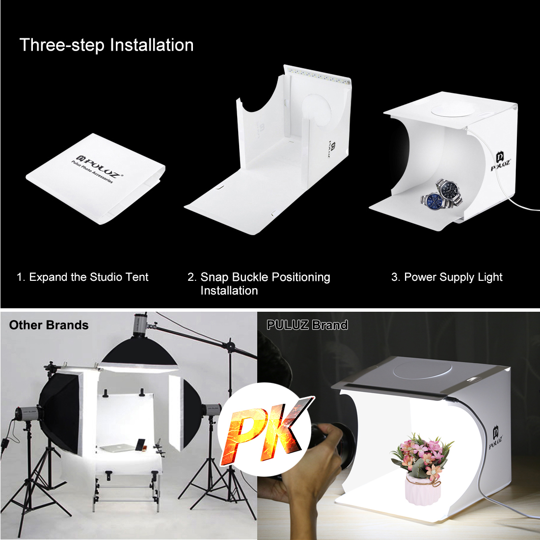 Folding 20cm LED Light Box Kit Photography Studio+6 Color Backdrops eBay