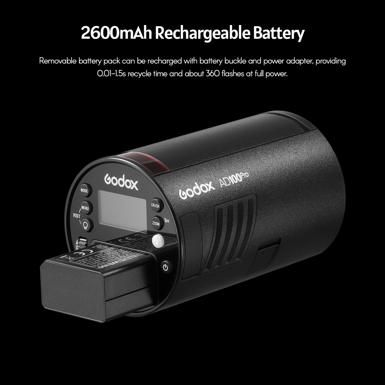 Godox AD100pro 2.4G Pocket Flash TTL Strobe HSS Camera Photo
