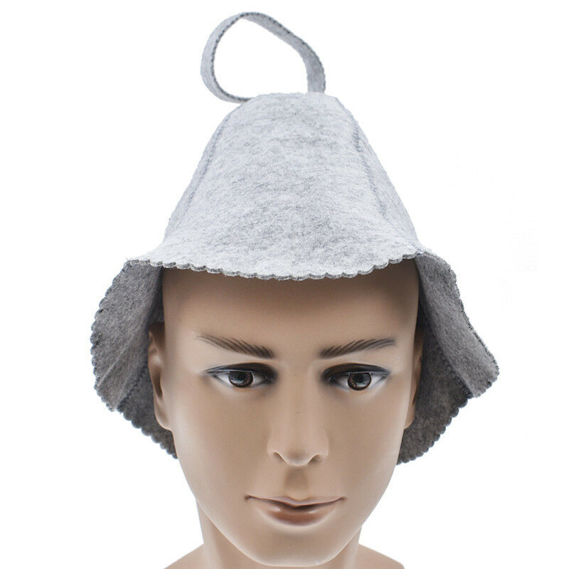 Wool Felt Sauna Hat Cap Gray Russian Bathroom House Head