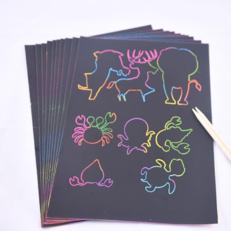 Child Kids Colorful Rainbow Paper Scratch Art Graffiti Books Drawing 2019 D F8U5 