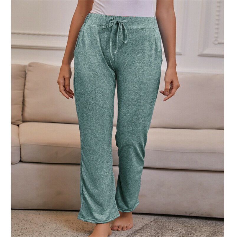 Women Solid Pajama Pants Drawstring 