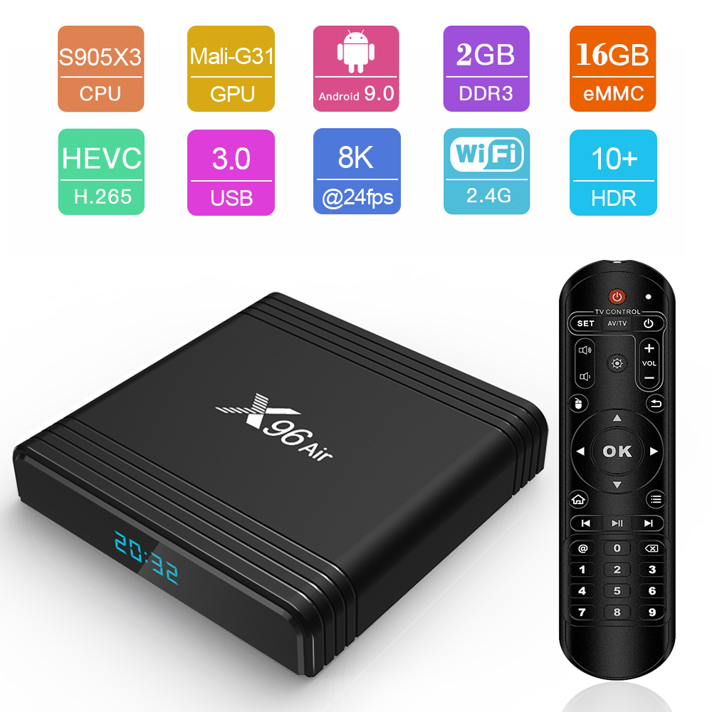 X96 Air 8K 2+16G Android 9.0 OS Amlogic Smart TV BOX WIFI HDMI2.1 Media